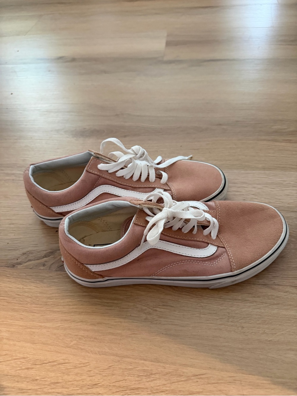 Dusty Pink Low-Top Canvas Sneakers with White Side Stripe